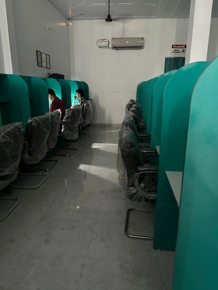 Individual cabins, each with its own light